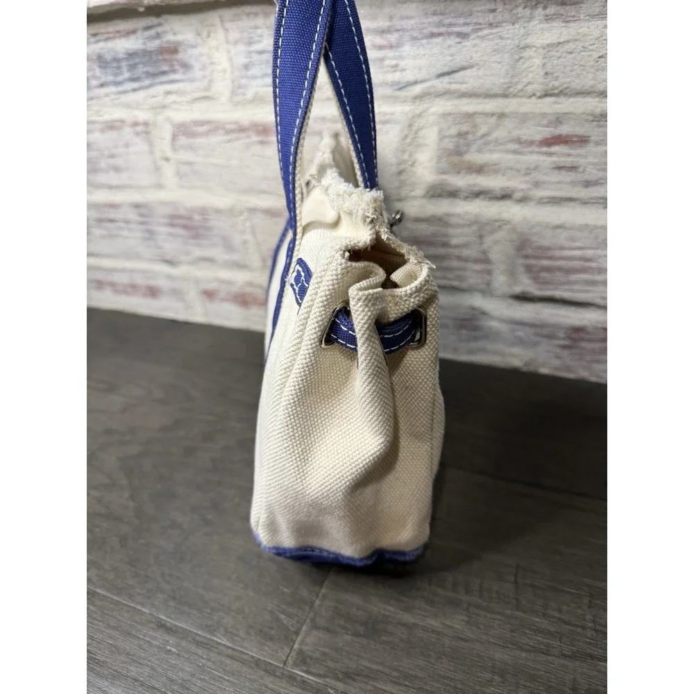 Sunwin Madaket Classic Tote Bag Canvas Natural with Blue Trims Silver